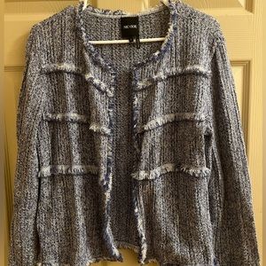 NIC+ZOE Womens Fringe Trim Open Front Cardigan Sweater